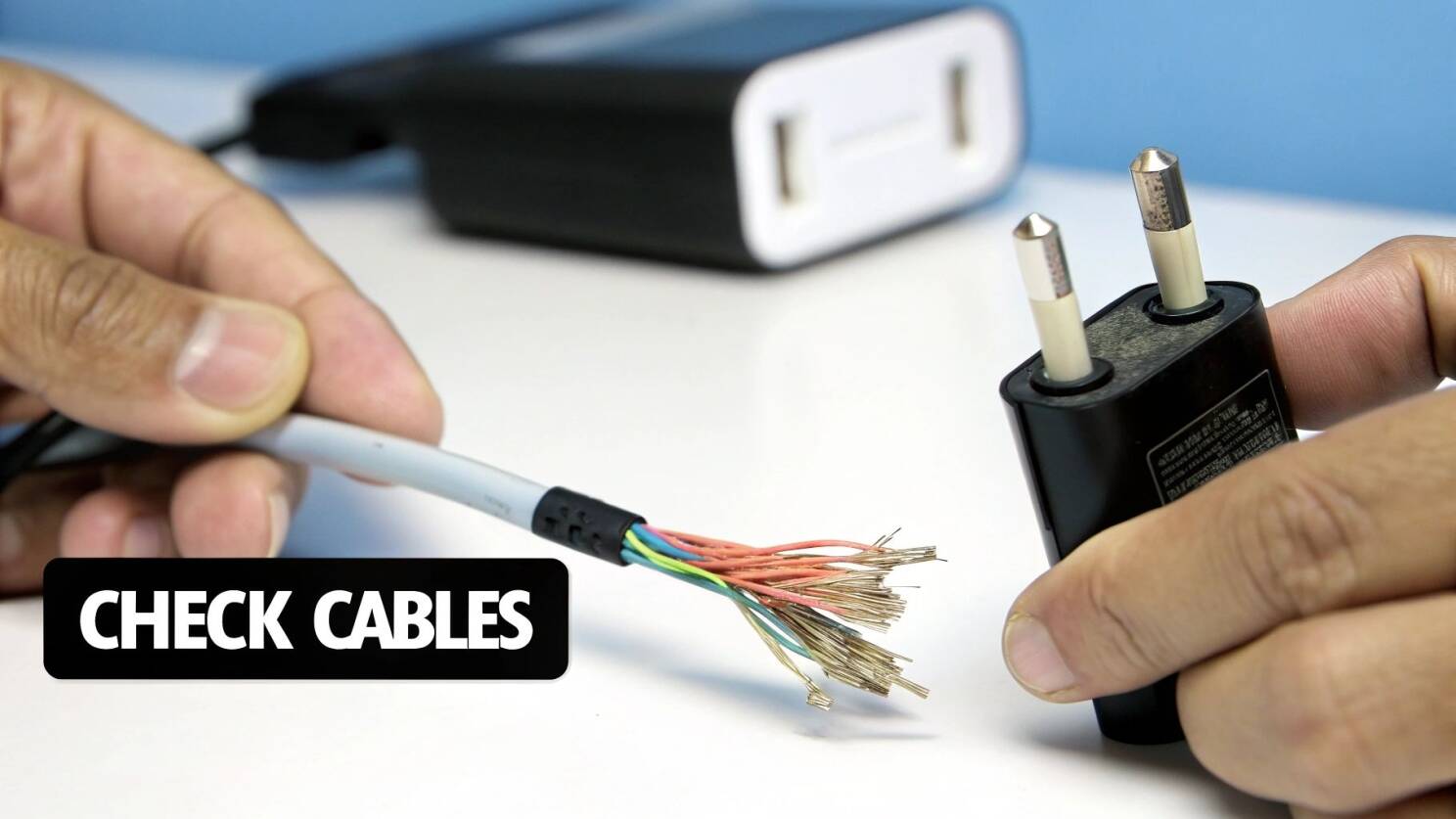 A close-up of an official Apple charging cable and power adapter.