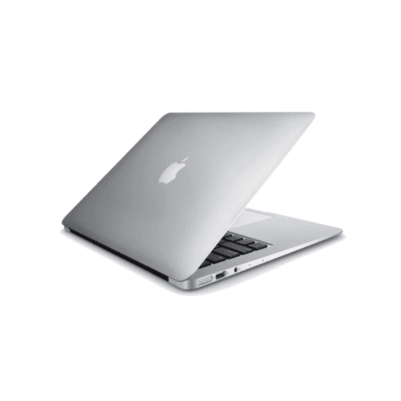 Silver laptop with Apple logo