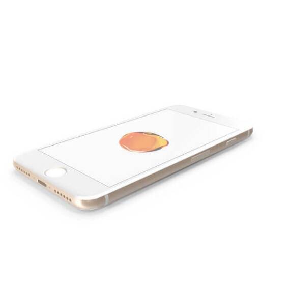 Gold smartphone displaying a peach icon.