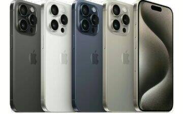 Four iPhones in various colours.