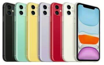 Various colourful smartphones displayed together